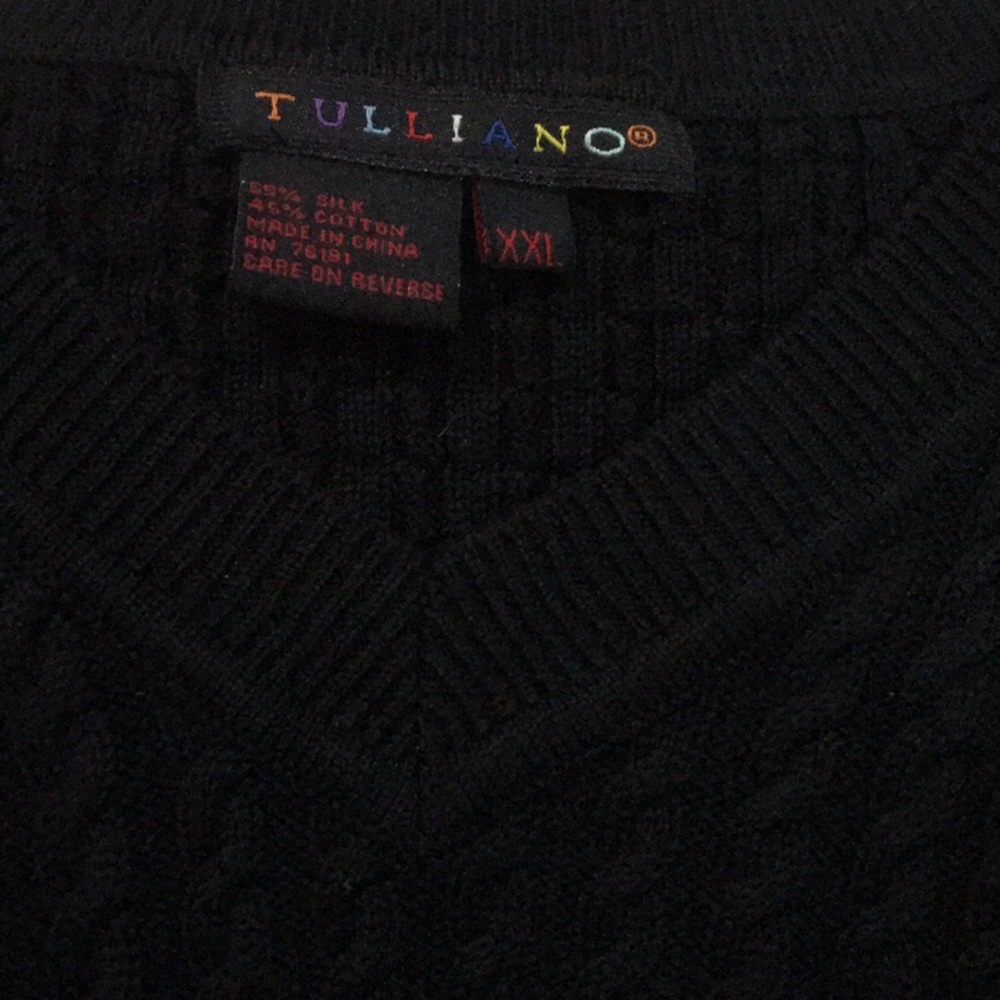 Black v neck sweater vest.